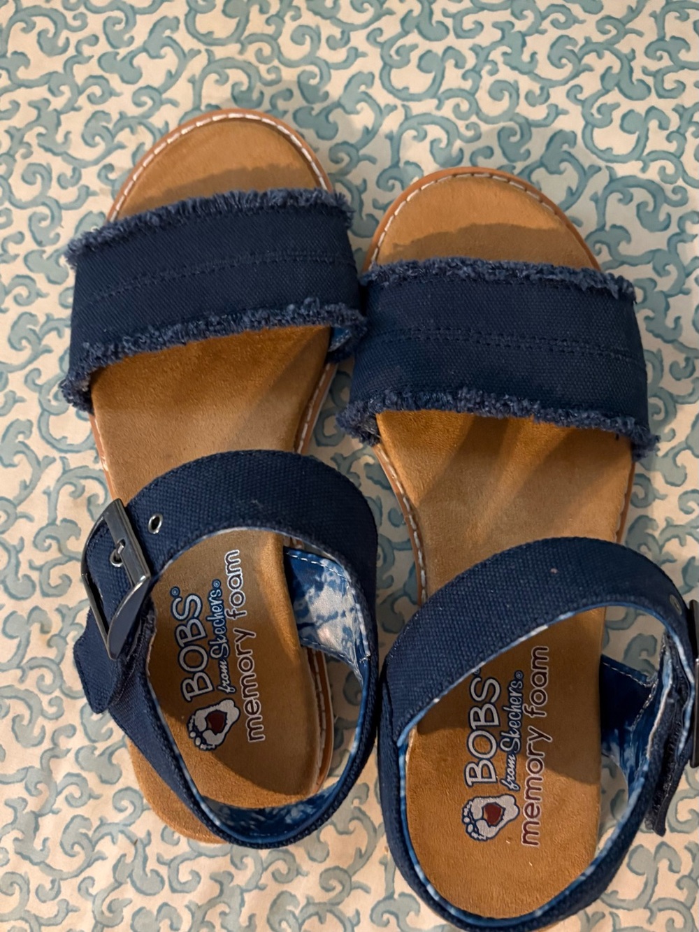 Skechers BOBS Navy Blue Kids Strap Sandals